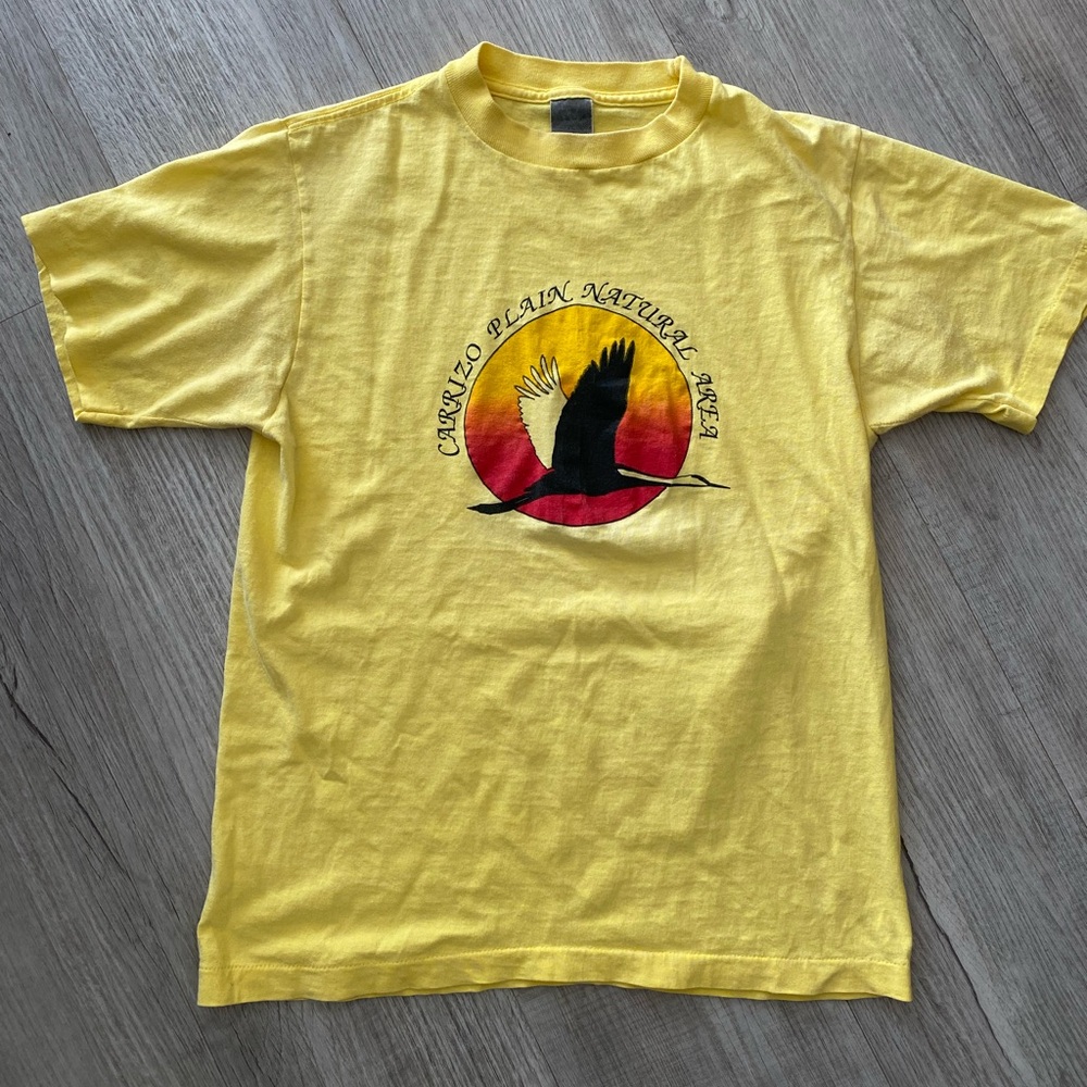 Vintage Yellow Carrizo Plain Canadian Goose Single Stitch T-Shirt 80s - Size XS